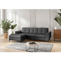 ECKSOFA in Echtleder Schwarz  164/262 cm  - Schwarz, MODERN, Leder/Metall (164/262cm) - Sit & More