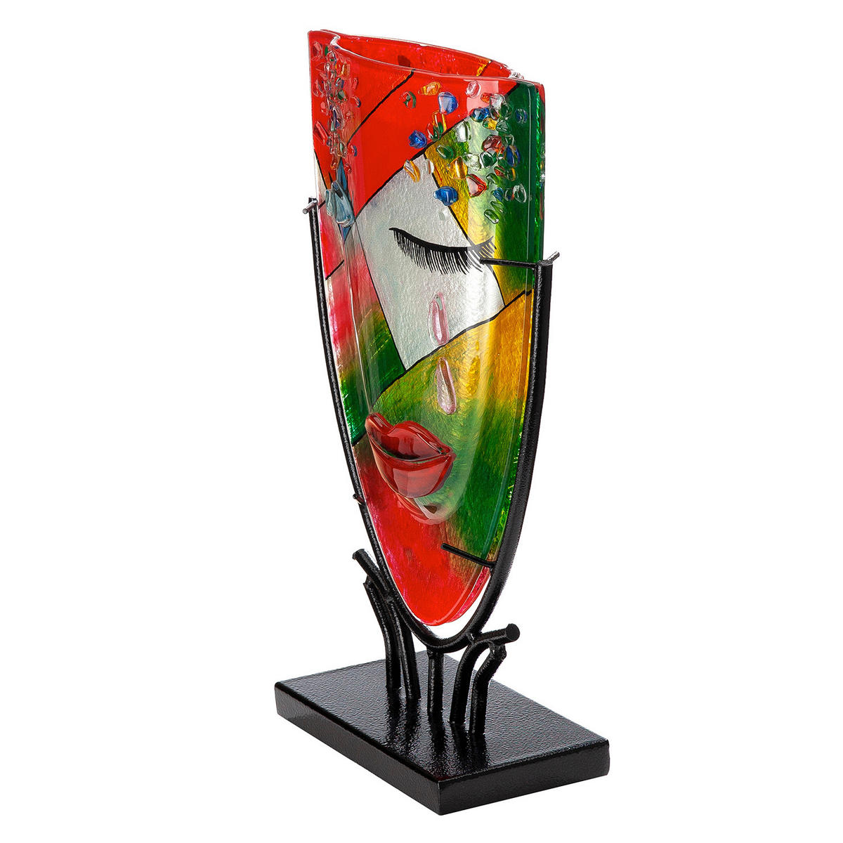 DEKOVASE  - Multicolor, Basics, Glas/Metall (22/34,5/9,5cm)