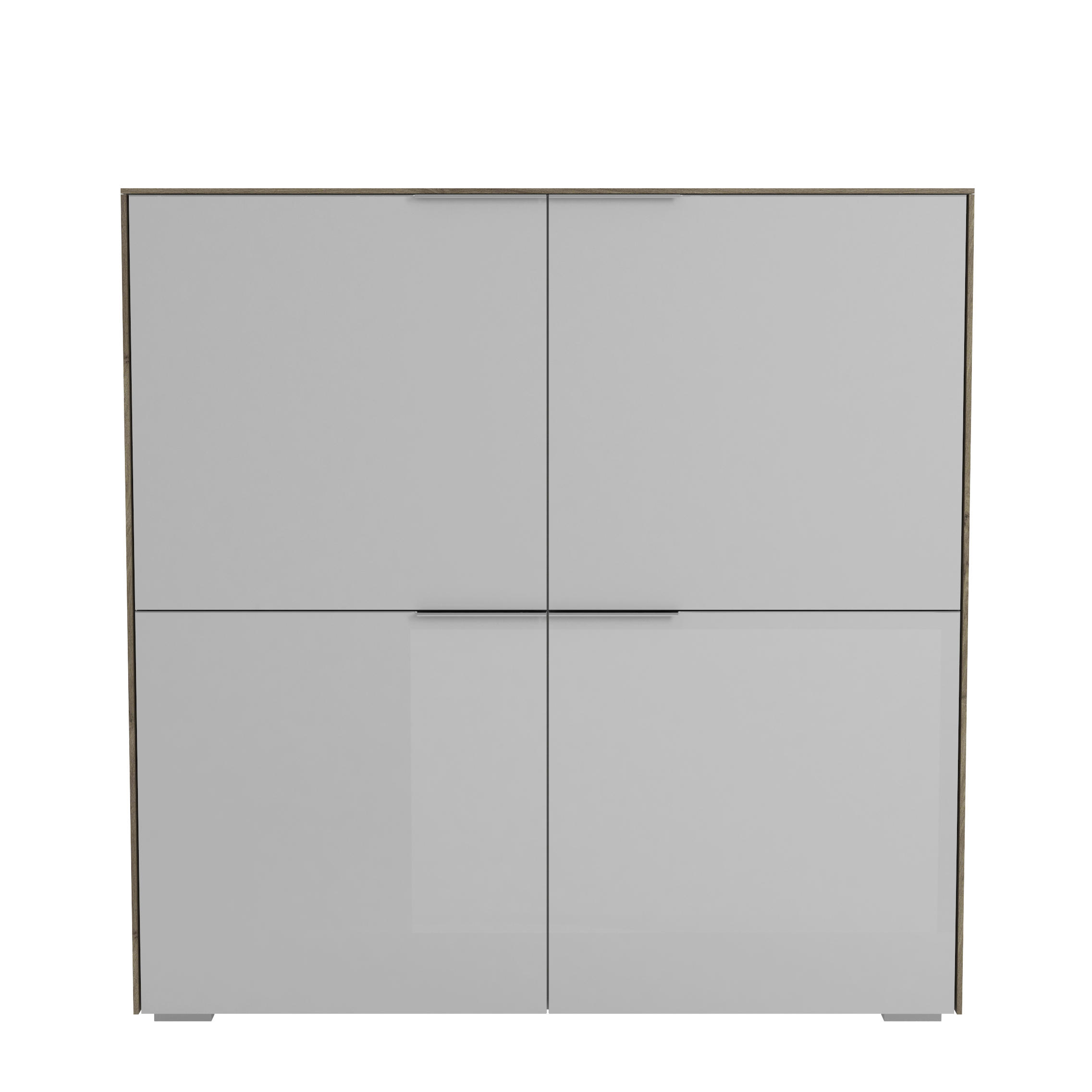 SCHUHSCHRANK Hellgrau, Walnussfarben - Chromfarben/Walnussfarben, Design, Glas/Holzwerkstoff (128/129,5/37,3cm) - Voleo