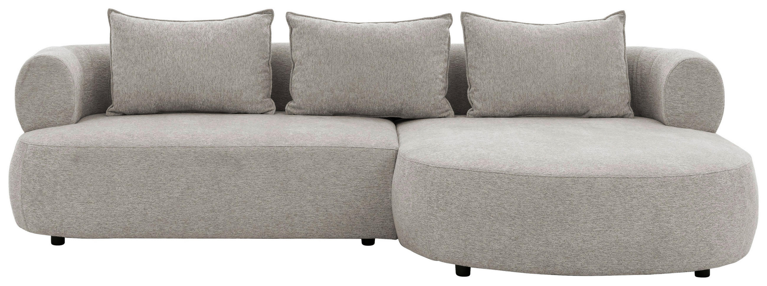 ECKSOFA in Chenille Hellgrau  256/156 cm  - Hellgrau/Schwarz, Design, Kunststoff/Textil (256/156cm) - Livetastic