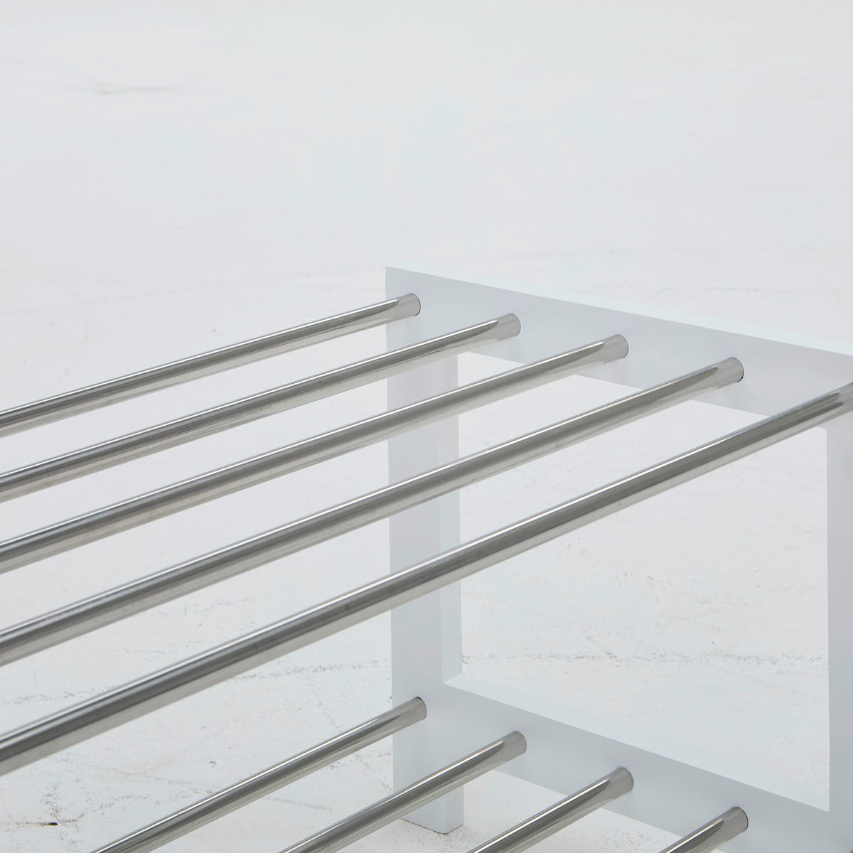 SCHUHREGAL Silberfarben, Weiß  - Silberfarben/Weiß, Basics, Holzwerkstoff/Metall (77,5/32/34cm) - Carryhome