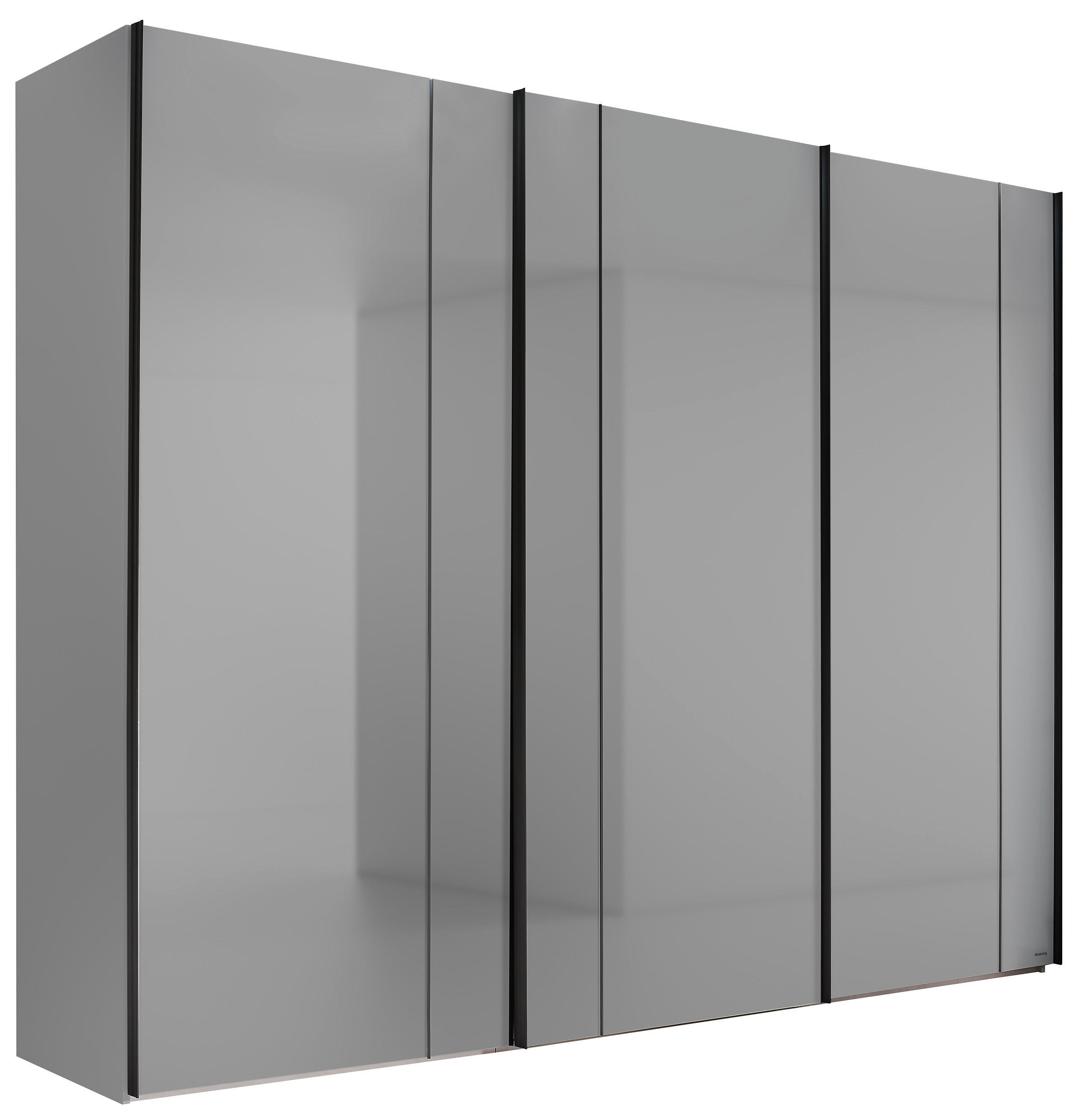 SCHWEBETÜRENSCHRANK 298/222/68 cm 3-türig Hellgrau  - Hellgrau/Schwarz, Design, Glas/Holzwerkstoff (298/222/68cm) - Musterring