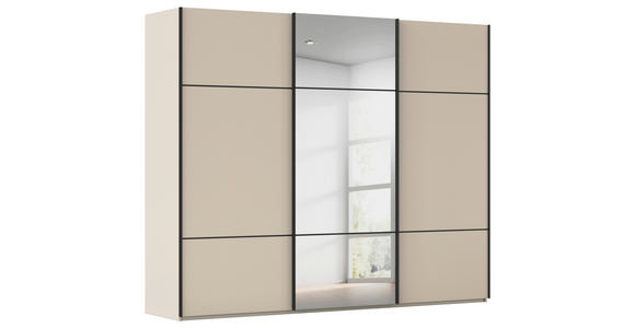 SCHWEBETÜRENSCHRANK 271/223/68 cm 3-türig Champagner - Champagner/Schwarz, KONVENTIONELL, Glas/Holzwerkstoff (271/223/68cm) - Novel