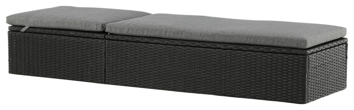 SONNENLIEGE 60.5/37.5/198 cm  - Schwarz/Grau, KONVENTIONELL, Kunststoff/Textil (60.5/37.5/198cm) - Gardenson