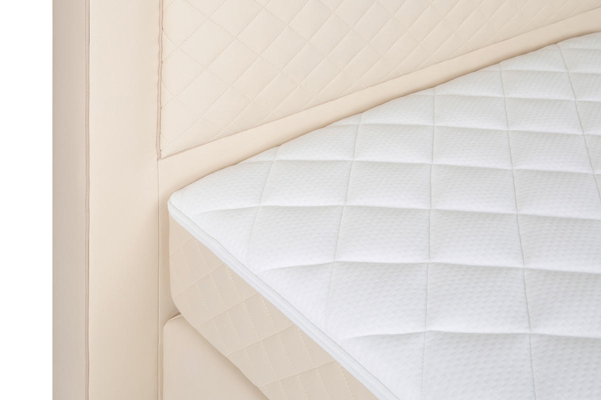 BOXSPRINGBETT 180/200 cm  in Beige  - Beige/Alufarben, Design, Textil/Metall (180/200cm) - Welnova