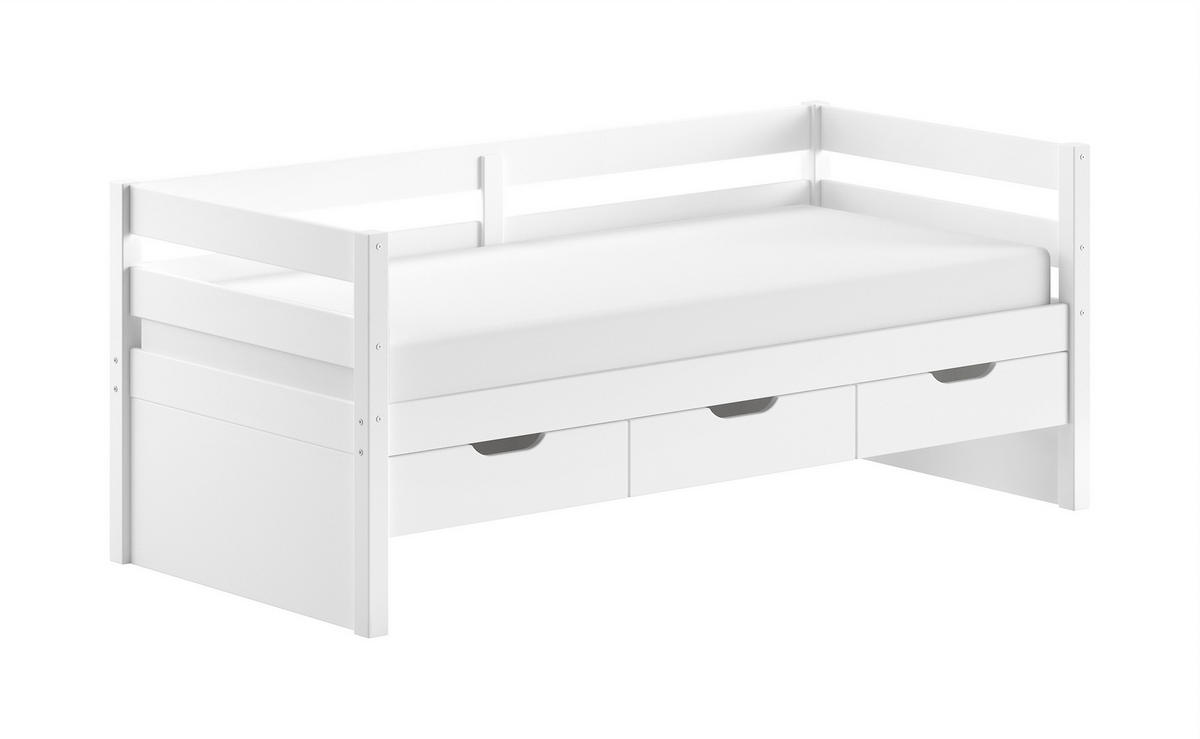 STAURAUMBETT 90/200 cm  in Weiß  - Naturfarben/Weiß, MODERN, Holz (90/200cm) - Vipack