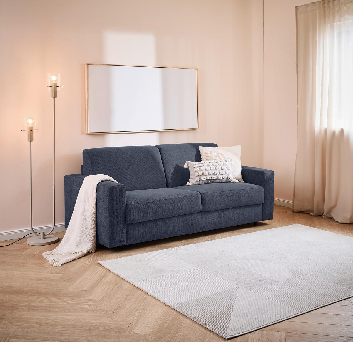 SCHLAFSOFA Webstoff Dunkelblau  - Schwarz/Dunkelblau, KONVENTIONELL, Kunststoff/Textil (198/84/96cm) - Carryhome