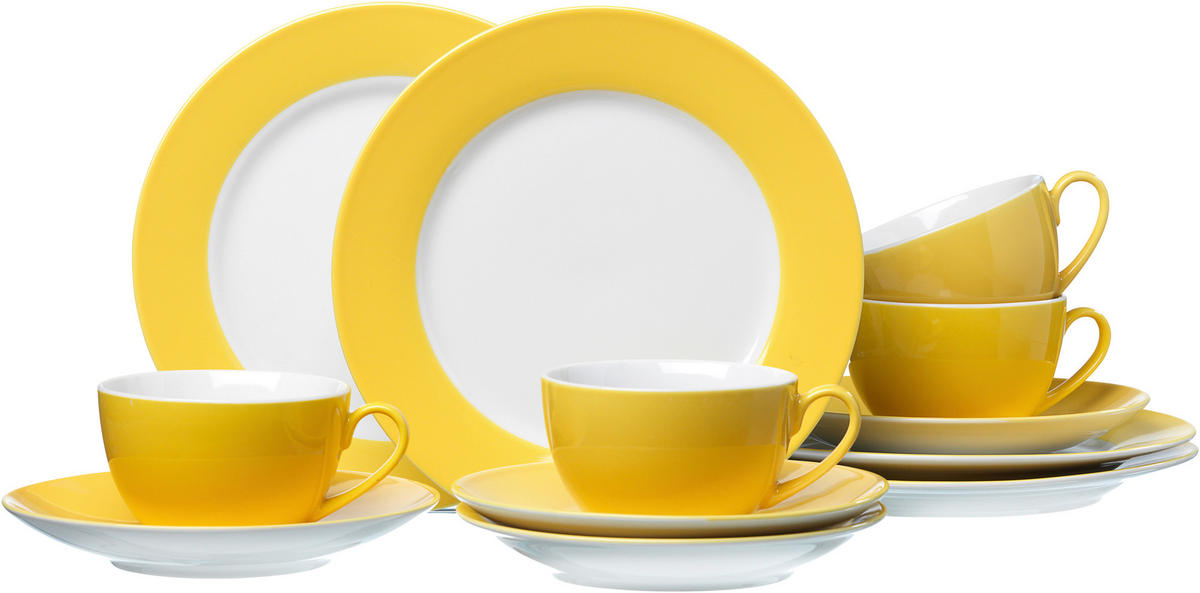 KAFFEESET 12-teilig  - Gelb, Basics, Keramik (34/30/28cm) - Ritzenhoff Breker