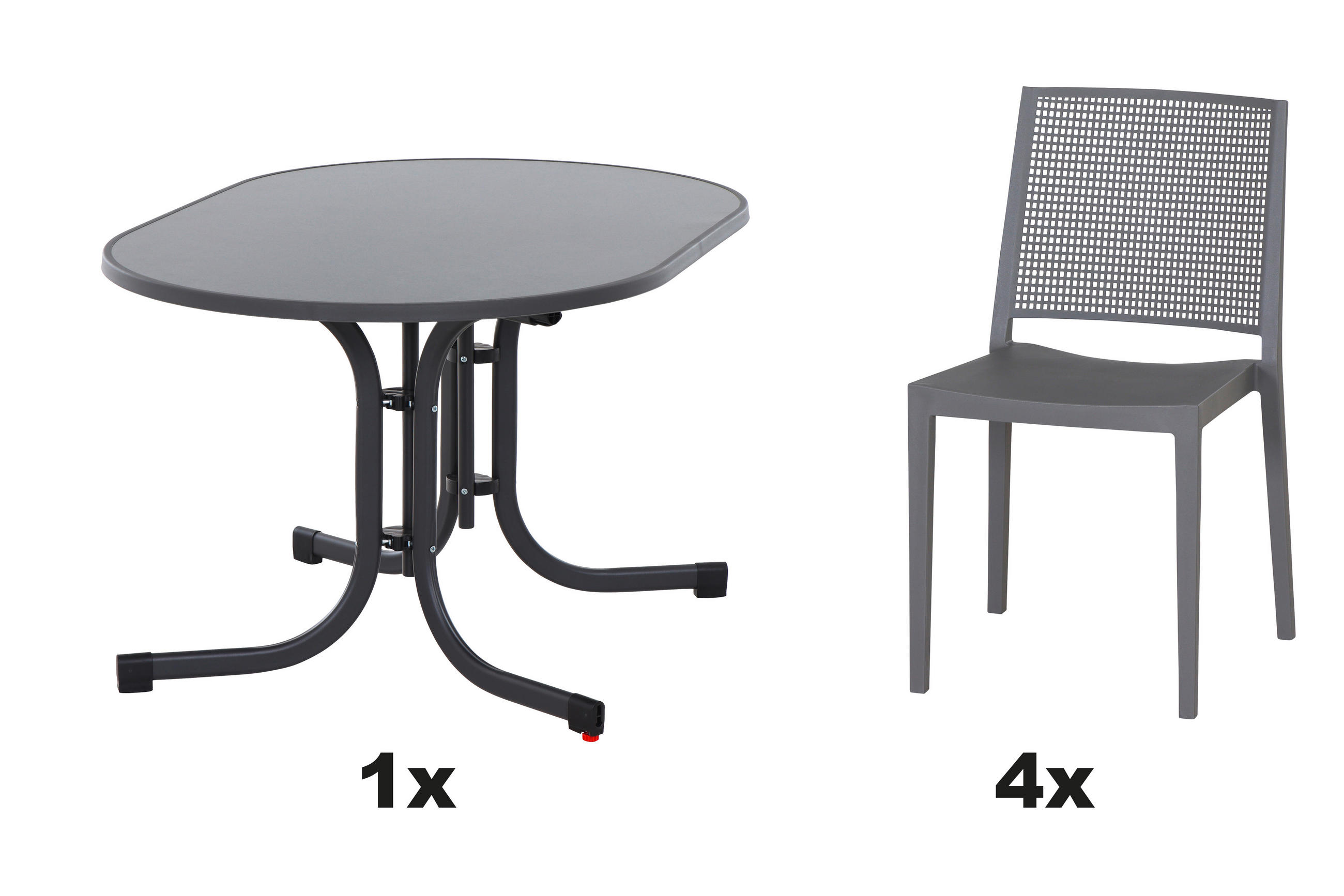 GARTENGARNITUR 3-teilig Stahl  - Grau, Basics, Kunststoff/Metall (90/80/138cm) - Siena Garden
