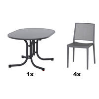 GARTENGARNITUR 3-teilig Stahl  - Grau, Basics, Kunststoff/Metall (90/80/138cm) - Siena Garden