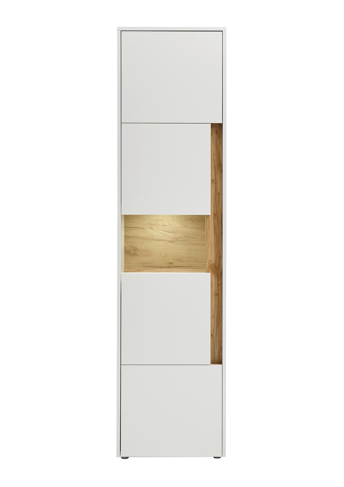 VITRINE  in Weiß, Eiche Wotan  - Eiche Wotan/Schwarz, Design, Holzwerkstoff/Kunststoff (50/200/40cm) - Modante