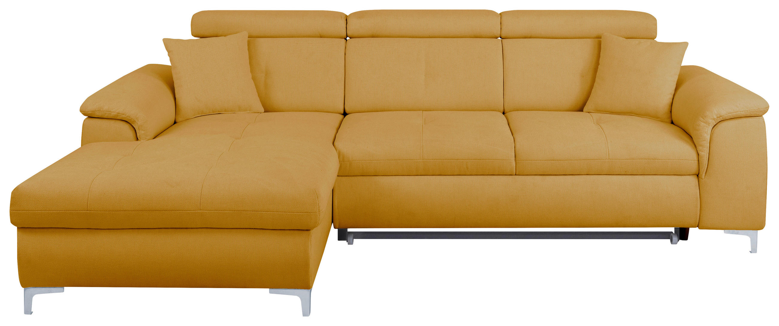 ECKSOFA in Flachgewebe Senfgelb  - Chromfarben/Senfgelb, Konventionell, Textil/Metall (175/268cm) - Carryhome