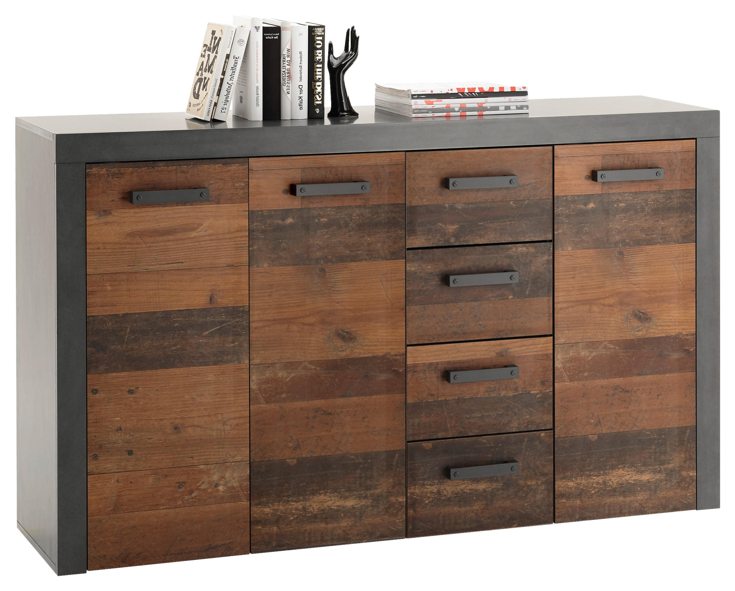 SIDEBOARD in 152/92/38 cm - Anthrazit/Braun, Trend, Holzwerkstoff/Kunststoff (152/92/38cm)