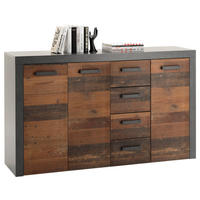 ŠIROKÁ KOMODA, antracitová, hnedá, 152/92/38 cm - hnedá/antracitová, Trend, kompozitné drevo/plast (152/92/38cm)