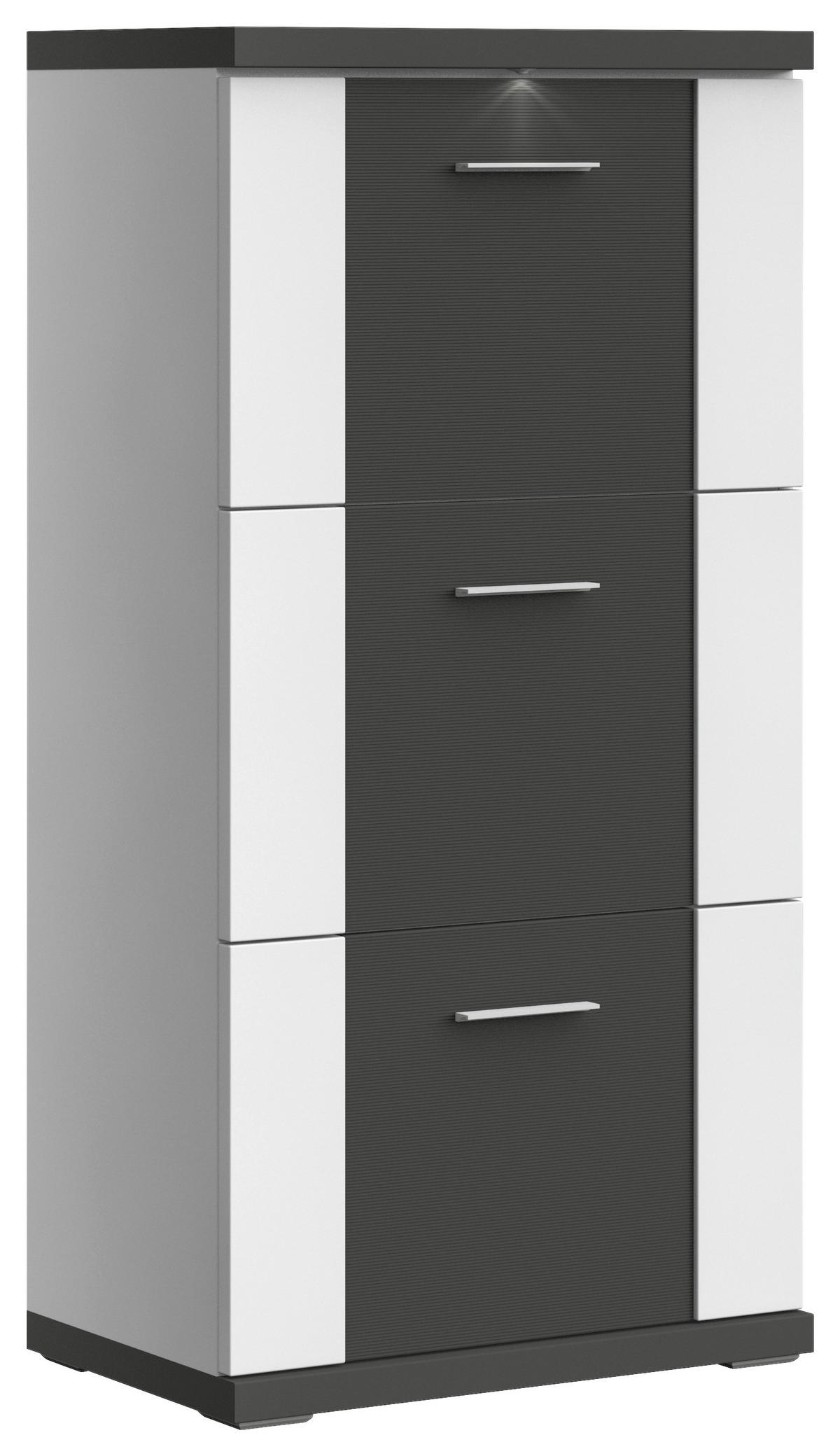 SCHUHSCHRANK Graphitfarben, Weiß  - Chromfarben/Graphitfarben, Basics, Holzwerkstoff/Metall (65/131/42cm) - Xora