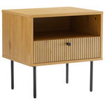 NACHTSCHRANK 50/50/40 cm  - Eichefarben/Schwarz, Design, Holzwerkstoff/Metall (50/50/40cm) - Carryhome