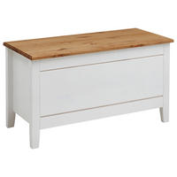 BETTBANK Kiefer Weiß, Laugenfarbig  - Laugenfarbig/Weiß, ROMANTIK / LANDHAUS, Holz (86/47/38cm) - Boxxx