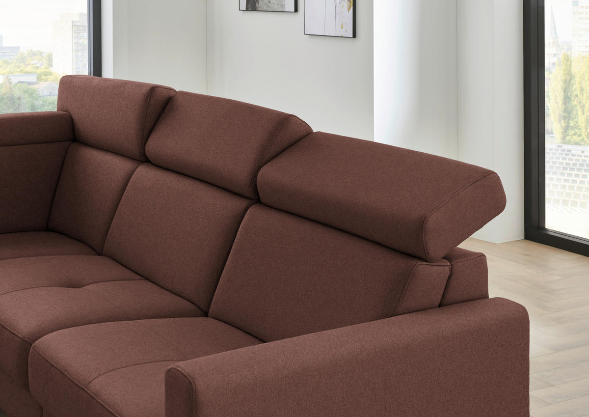 ECKSOFA Beldomo System in Flachgewebe Weinrot  214/276 cm  - Weinrot/Schwarz, KONVENTIONELL, Textil/Metall (214/276cm) - Beldomo System