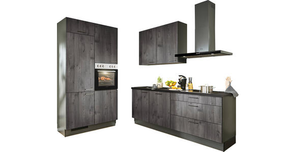 ECKKÜCHE 120/220 cm in Graphitfarben, Schwarz, Lavagrau - Lavagrau/Schwarz, Design, Holzwerkstoff/Metall (120/220cm) - Xora