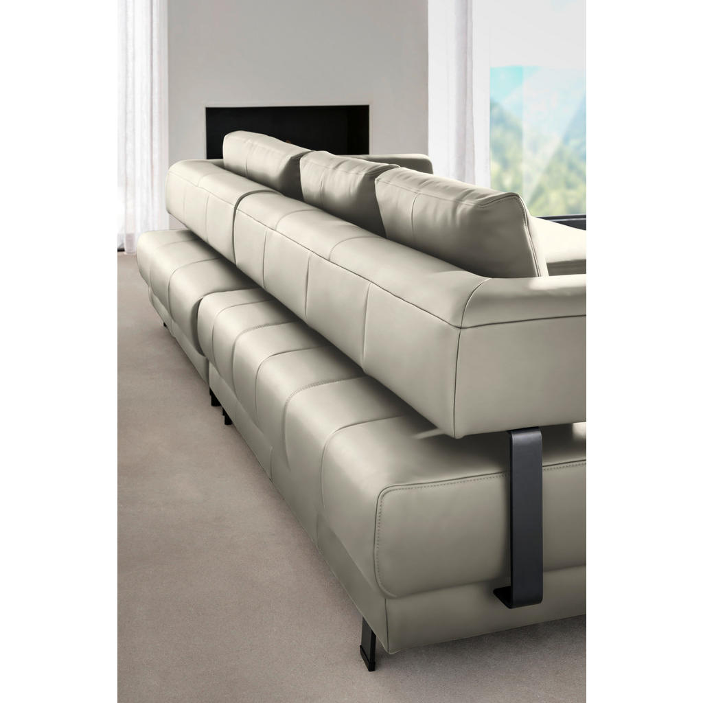 Thumbnail - Ecksofa, Creme, Natur, Leder, Echtleder, Dickleder, 3-Sitzer, Füllung: Polyurethan (Pur), Ottomane rechts, L-Form, 307x1...