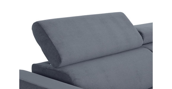 ECKSOFA Graublau Feincord - Graublau/Schwarz, Design, Textil/Metall (280/205cm) - Xora