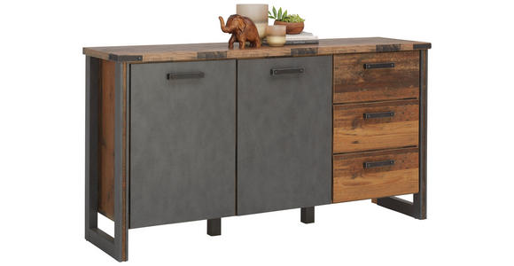 KOMMODE , 168/88/42 cm, 3 Schublade(n)  - Anthrazit/Grau, KONVENTIONELL, Holzwerkstoff/Kunststoff (168/88/42cm) - Hom`in