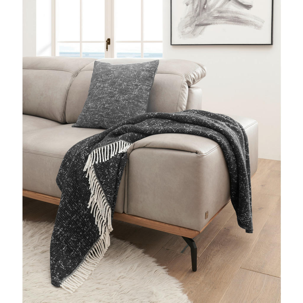 Thumbnail - Musterring Plaid Mr-Ease, Anthrazit, Textil, Struktur, 140x200 cm, Fransen, Wohntextilien, Decken, Plaids