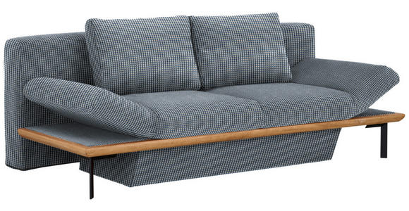 SCHLAFSOFA in Chenille Blau, Schwarz, Weiß - Blau/Schwarz, MODERN, Holz/Textil (212/89/102cm) - Dieter Knoll