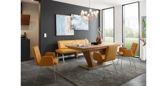 ESSTISCH Eiche furniert rechteckig Edelstahlfarben, Eichefarben - Edelstahlfarben/Eichefarben, Design, Holz/Metall (200/100/76cm) - Dieter Knoll