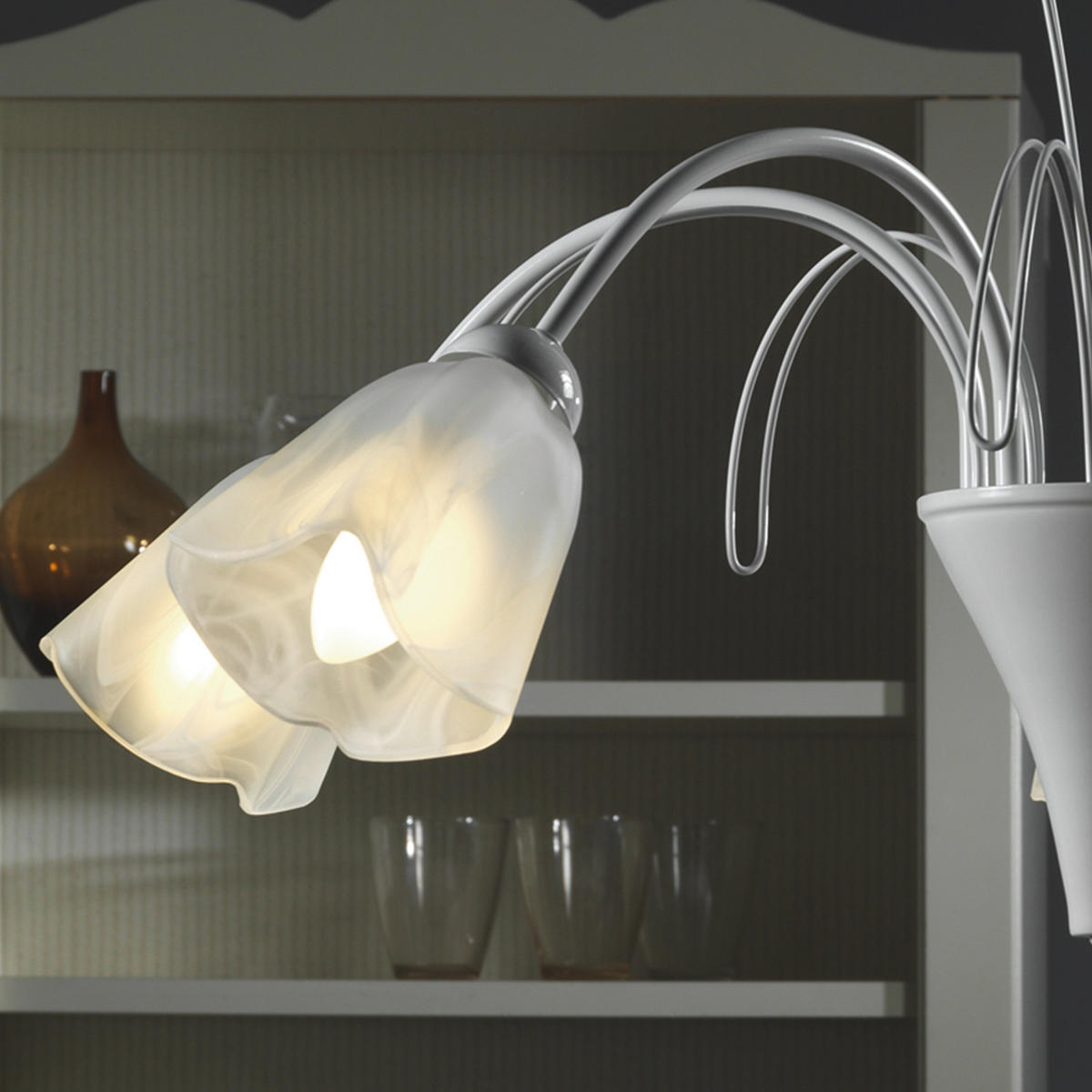 KRONLEUCHTER 70/100 cm   - Weiß, KONVENTIONELL, Glas/Metall (70/100cm)