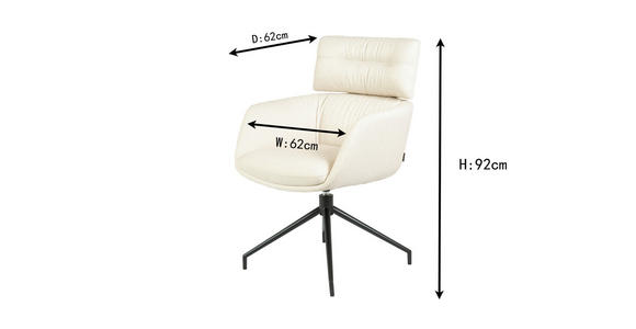 ARMLEHNSTUHL  Stoffauswahl, Sitzfläche 360° drehbar, automatische Rückholfunktion Webstoff  Schwarz, Beige  - Beige/Schwarz, Design, Textil/Metall (62/92/66cm) - Dieter Knoll