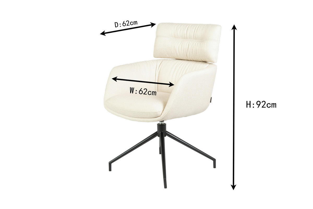 ARMLEHNSTUHL  Stoffauswahl, Sitzfläche 360° drehbar, automatische Rückholfunktion Webstoff  Schwarz, Beige  - Beige/Schwarz, Design, Textil/Metall (62/92/66cm) - Dieter Knoll