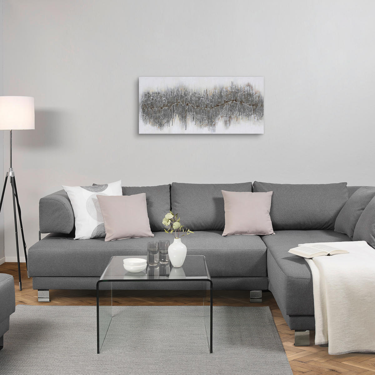 ULJENA SLIKA  120/55 cm       - bijela/srebrne boje, Basics, drvo/tekstil (120/55cm) - Monee