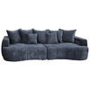 BOXSPRINGSOFA Velours Dunkelblau  - Schwarz/Dunkelblau, Trend, Kunststoff/Textil (292/71-99/127cm) - Livetastic