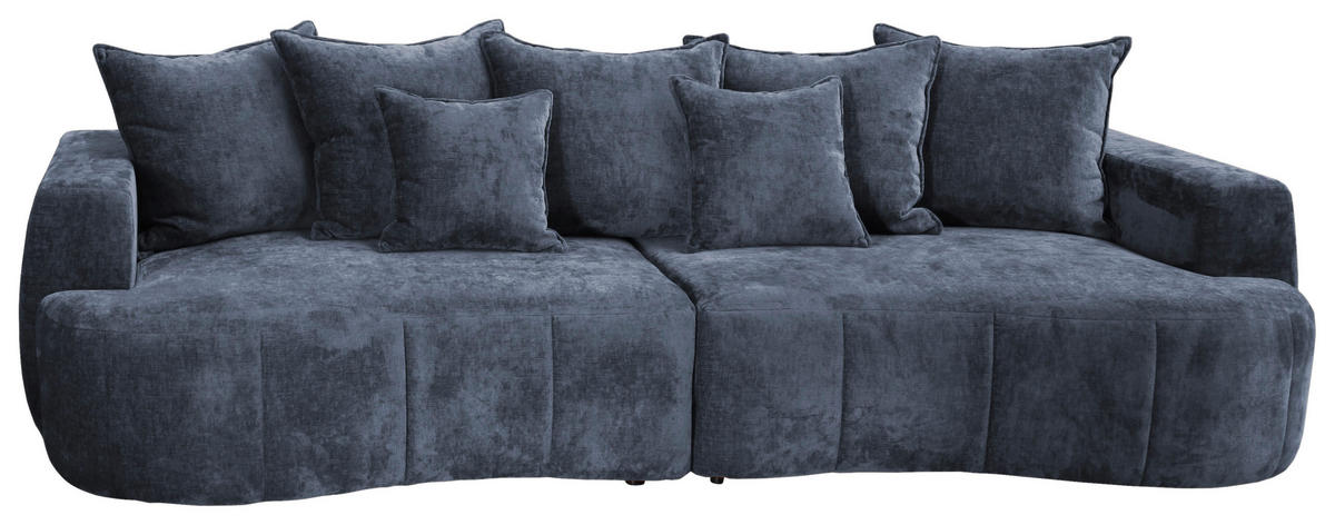 BOXSPRINGSOFA  mit Rücken echt Velours Dunkelblau  - Schwarz/Dunkelblau, Trend, Kunststoff/Textil (292/71-99/127cm) - Livetastic