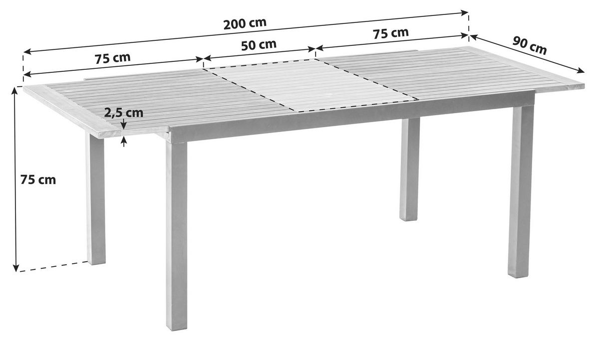 GARTENSET Akazie Hartholz Aluminium  - Schwarz/Akaziefarben, KONVENTIONELL, Holz/Textil - Gardenson