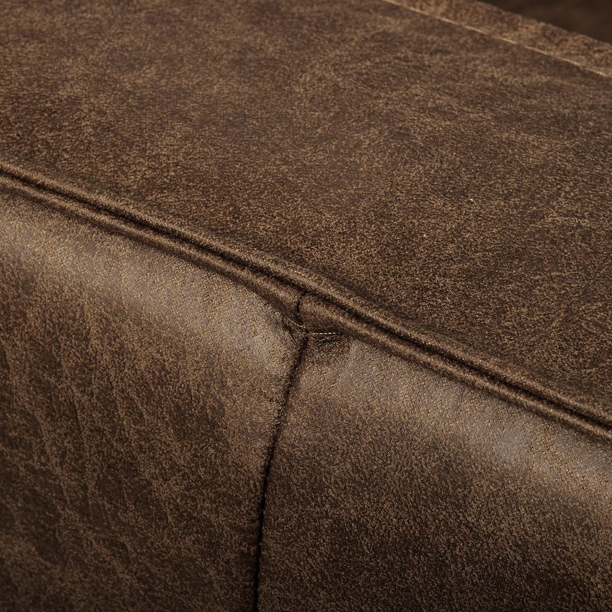 3-SITZER-SOFA Echtleder Lederlook Dunkelbraun  - Dunkelbraun/Schwarz, Design, Leder/Textil (188/85/92cm) - Livetastic