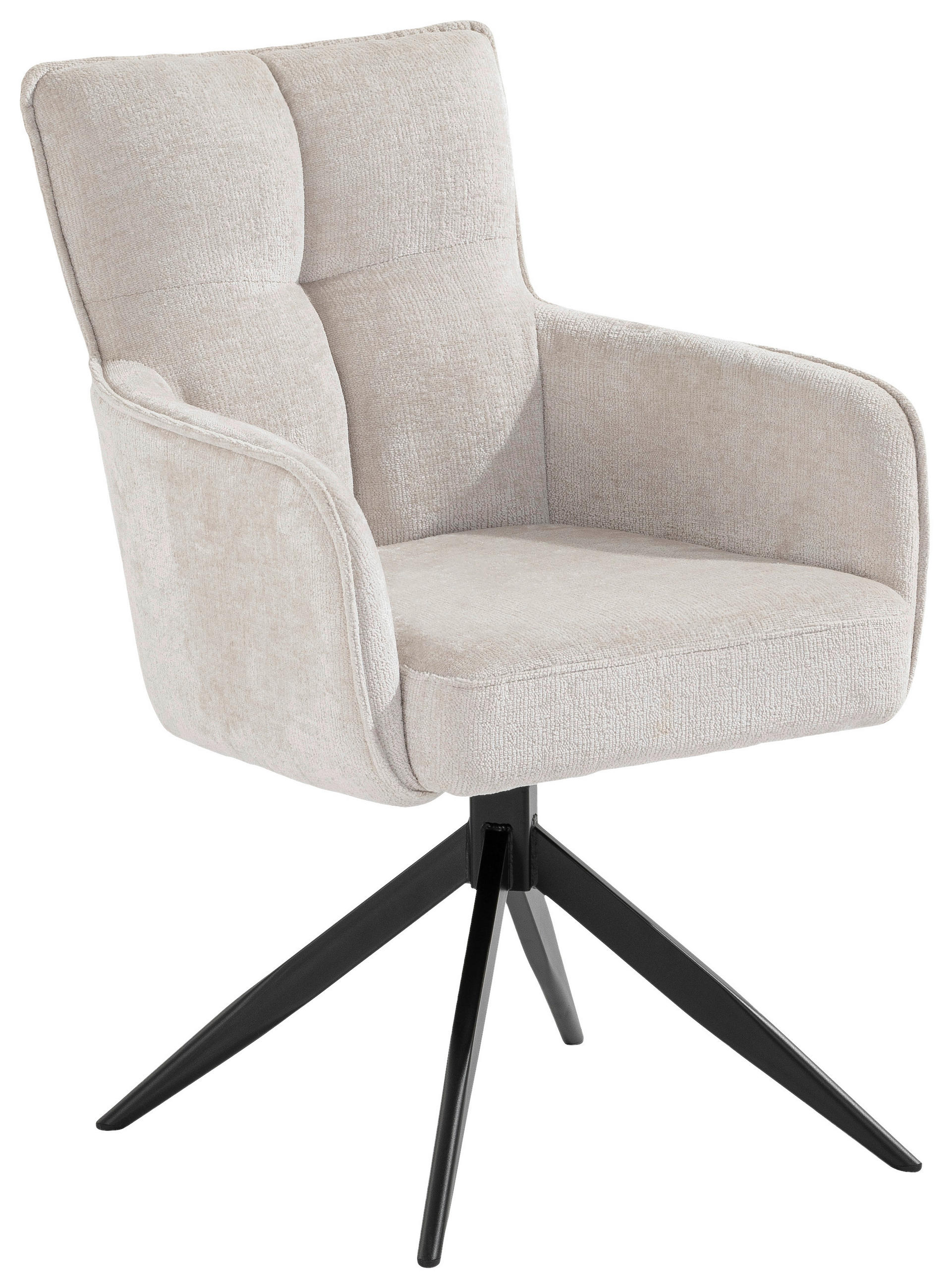 ARMLEHNSTUHL  Stoffauswahl, Sitzfläche 360° drehbar Mikrofaser  Creme, Schwarz  - Creme/Schwarz, Design, Textil/Metall (59/89/63cm) - SetOne by Musterring