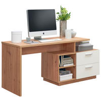 PÍSACÍ STÔL, biela, dub artisan, 166/65/75 cm - biela/strieborná, Konventionell, kompozitné drevo/plast (166/65/75cm) - Xora