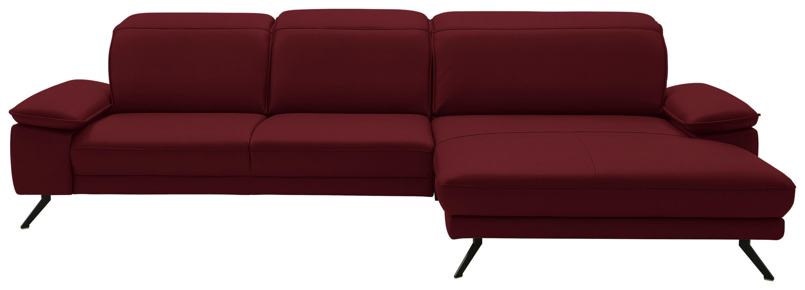 ECKSOFA in Echtleder Dunkelrot  - Schwarz/Dunkelrot, Design, Leder/Metall (332/193cm) - Dieter Knoll