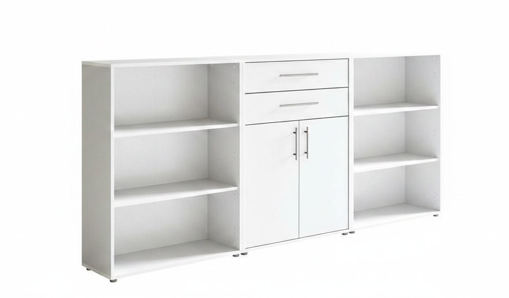 KANCELÁRSKA SKRIŇA, biela, 253,2/113,6/33 cm - biela, Modern, kompozitné drevo (253,2/113,6/33cm) - MID.YOU