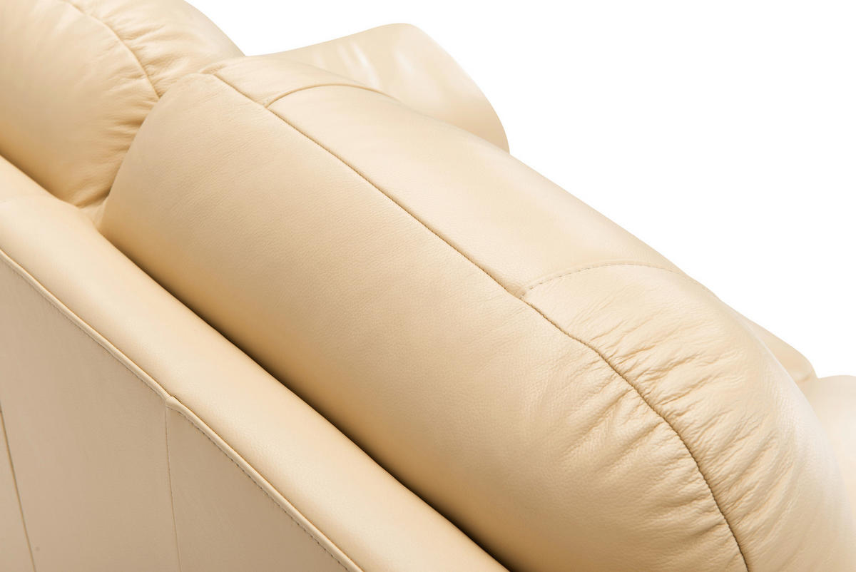 SOFFA i äkta läder sandfärgad  - sandfärgad/kromfärg, Klassisk, metall/läder - Welnova