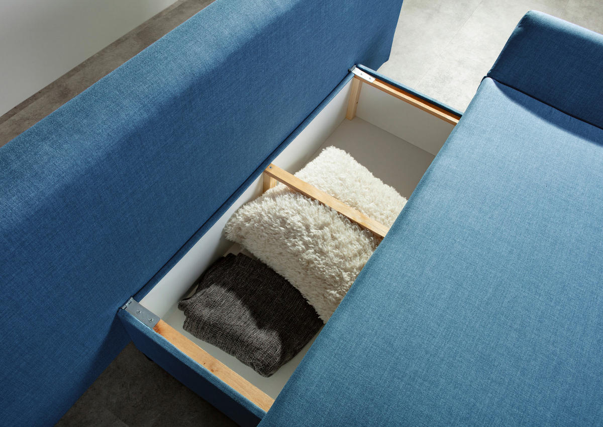 SCHLAFSOFA Flachgewebe Blau  - Chromfarben/Blau, Design, Kunststoff/Textil (194/73/91cm) - Xora