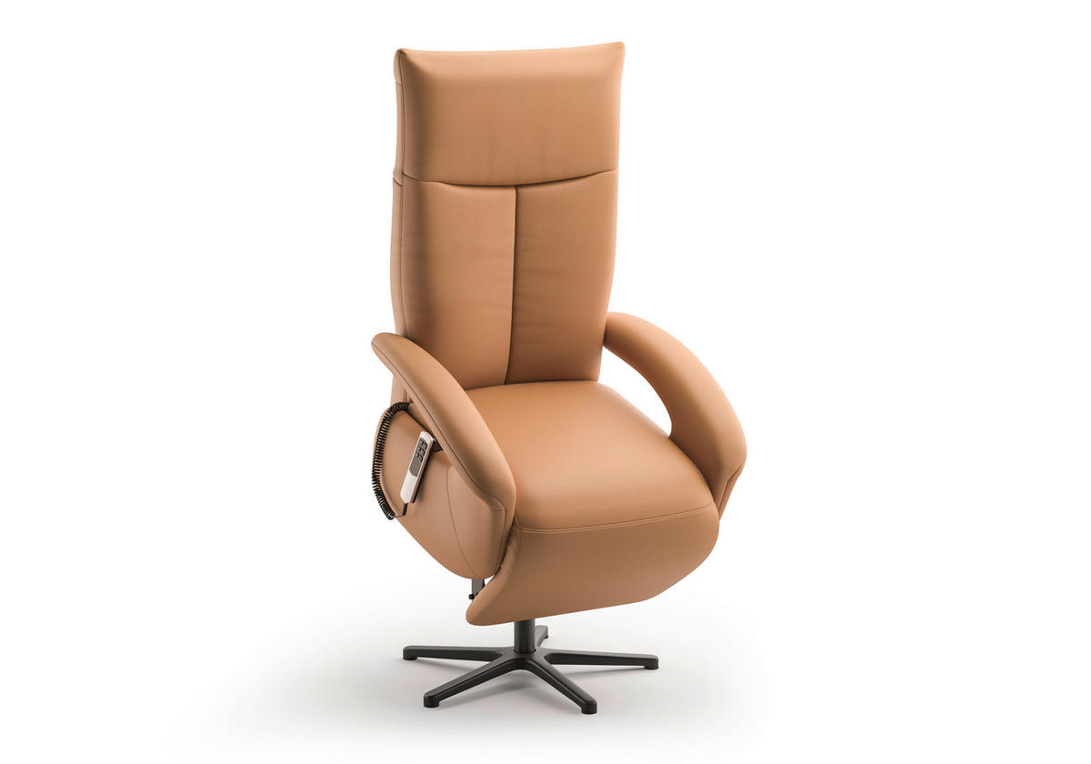 SESSEL in Echtleder Cappuccino  - Schwarz/Cappuccino, Konventionell, Leder/Metall (74/112/82cm) - Sit & More