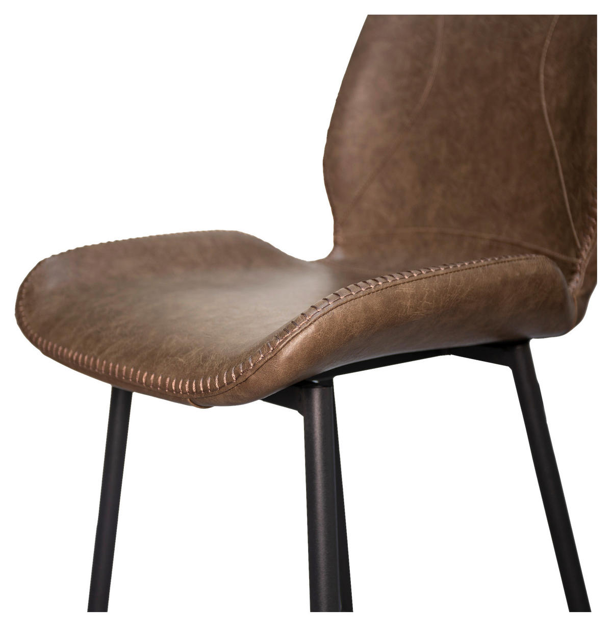 BARHOCKER-SET Lederlook Graubraun  - Graubraun/Schwarz, KONVENTIONELL, Kunststoff/Textil (47/99/55cm) - MID.YOU