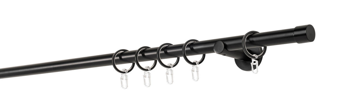 VORHANGSTANGENSET  400 cm  - Schwarz, Basics, Metall (400cm)