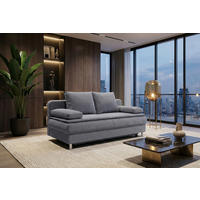 SCHLAFSOFA  mit Schlafen auf Sitzhöhe Webstoff Grau  - Chromfarben/Schwarz, Design, Kunststoff/Textil (200/92/90cm) - P & B