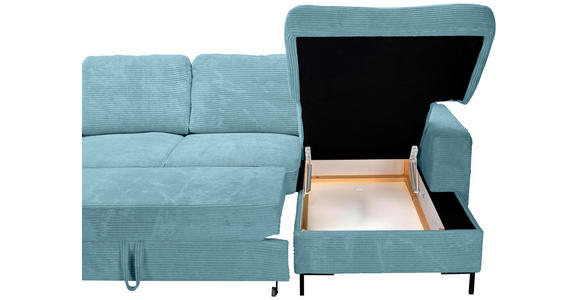 WOHNLANDSCHAFT Türkis Cord  - Türkis/Schwarz, KONVENTIONELL, Textil/Metall (197/303/148cm) - Carryhome