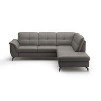 ECKSOFA ZORA E Mokka Kombination Echtleder/Stoff Vliesstoff  - Schwarz/Mokka, MODERN, Leder/Textil (244/212cm) - Sit & More