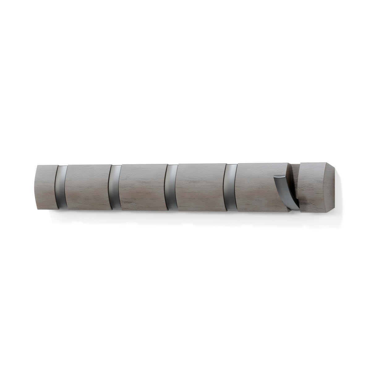GARDEROBENLEISTE  in Pappel Grau, Nickelfarben  - Grau/Nickelfarben, Basics, Holz/Kunststoff (51/6/3cm) - Umbra